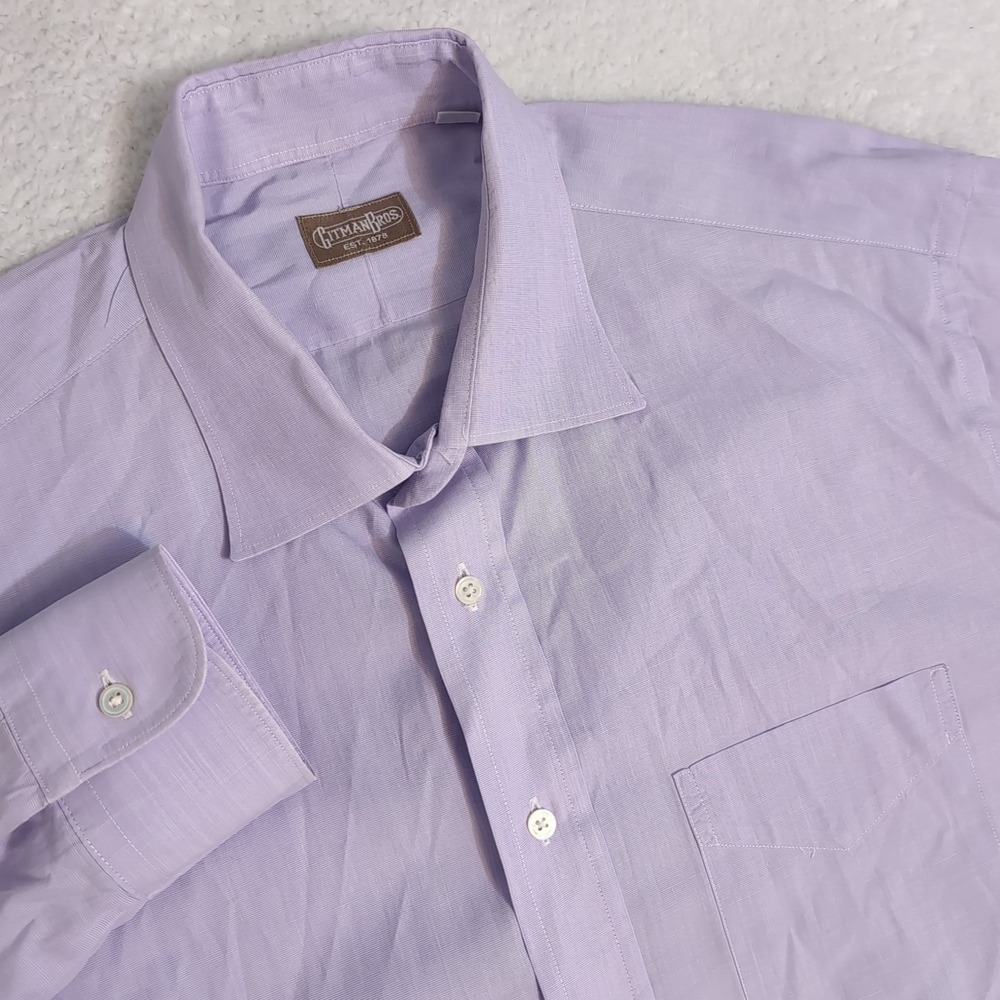 Gitman Bros Mens Size 17/36 Tall Lilac Pink Long Sleeve Button Up Made in USA